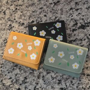 Floral Love Women's Wallets In Black, Yellow, And Greengrey